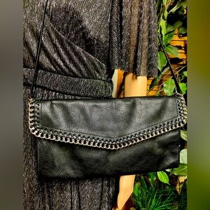 Carlos Santana Black Chain-Trimmed Clutch